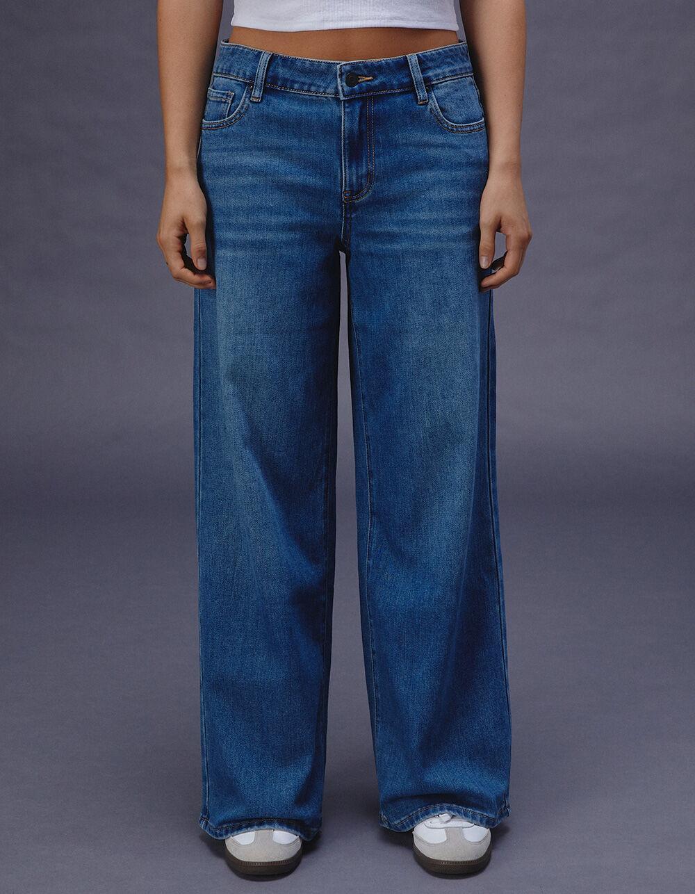 RSQ Womens Mid Rise Wide Leg Jeans - MED BLAST Product Image