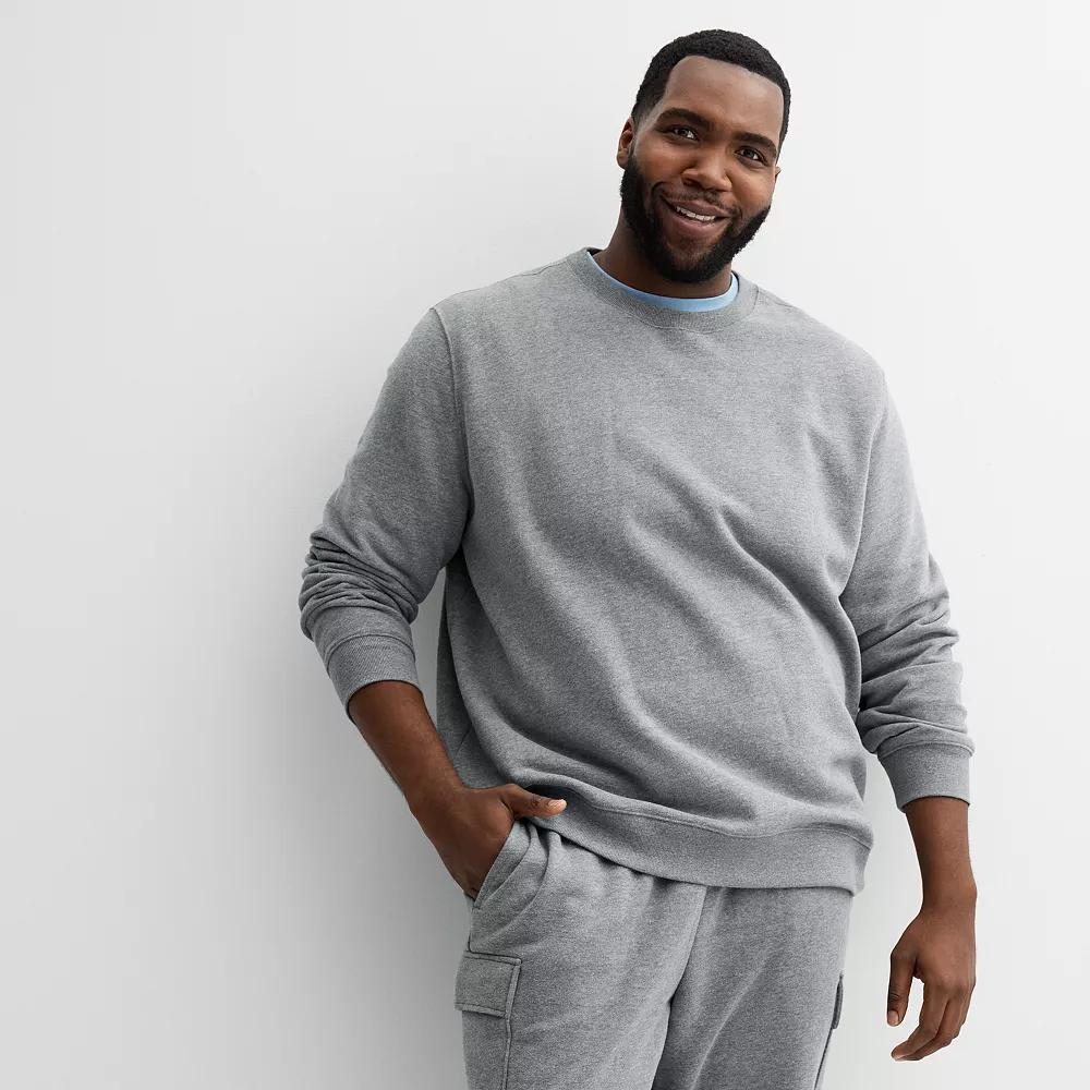 Big & Tall Tek Gear® Ultra Soft Fleece Crew Sweatshirt, Men's, Size: Medium Tall, Light Gray Product Image