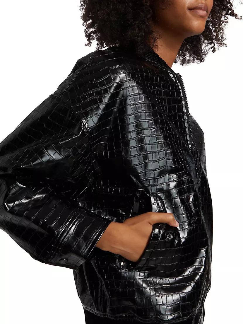 Debossed Croc Bomber Jacket Product Image