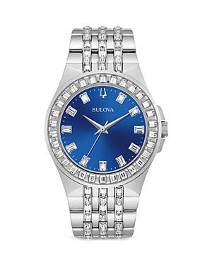Bulova Mens Phantom Crystal-Accent Stainless Steel Bracelet Watch - 96A254 Silver Product Image