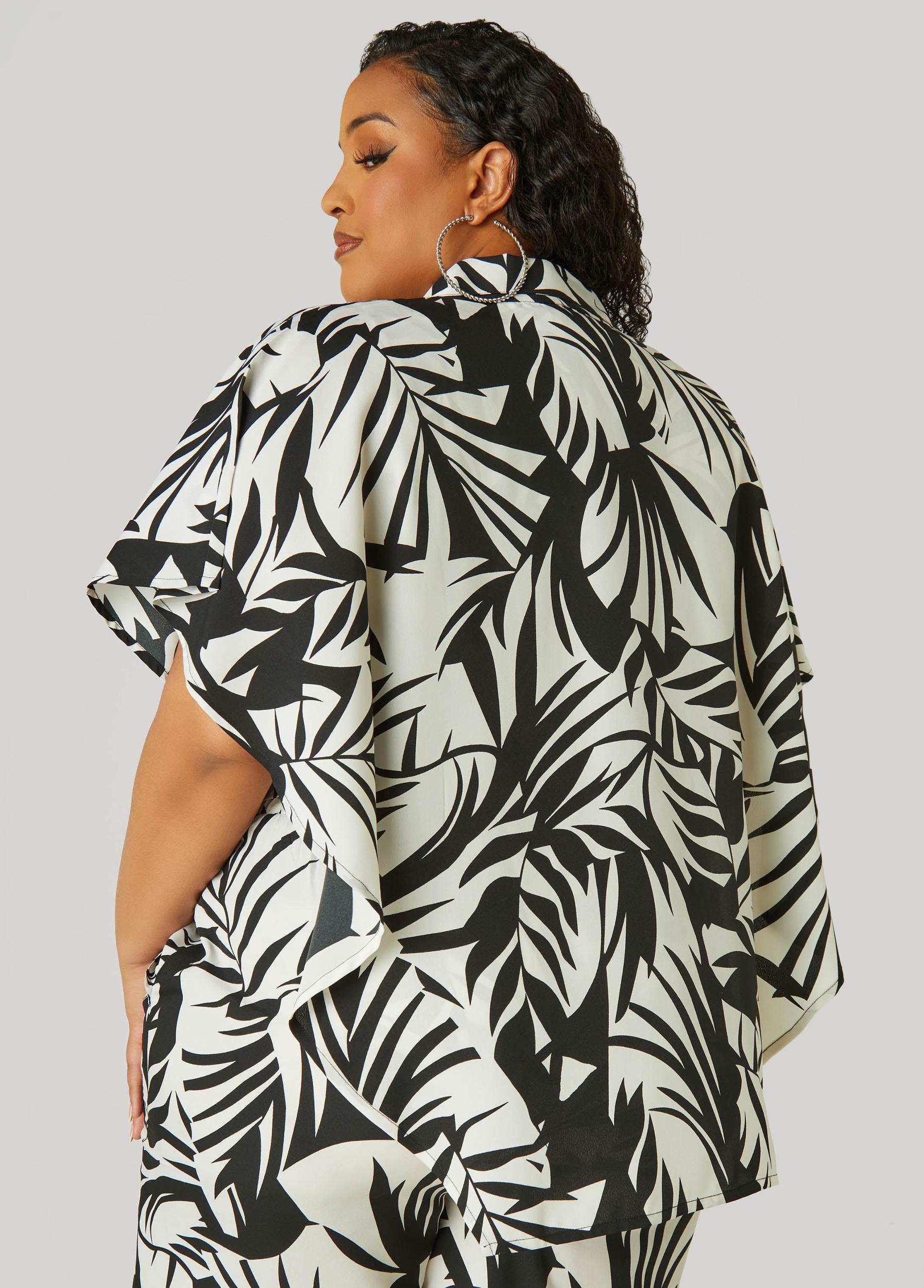 Leaf Print Wide Leg Pants Product Image