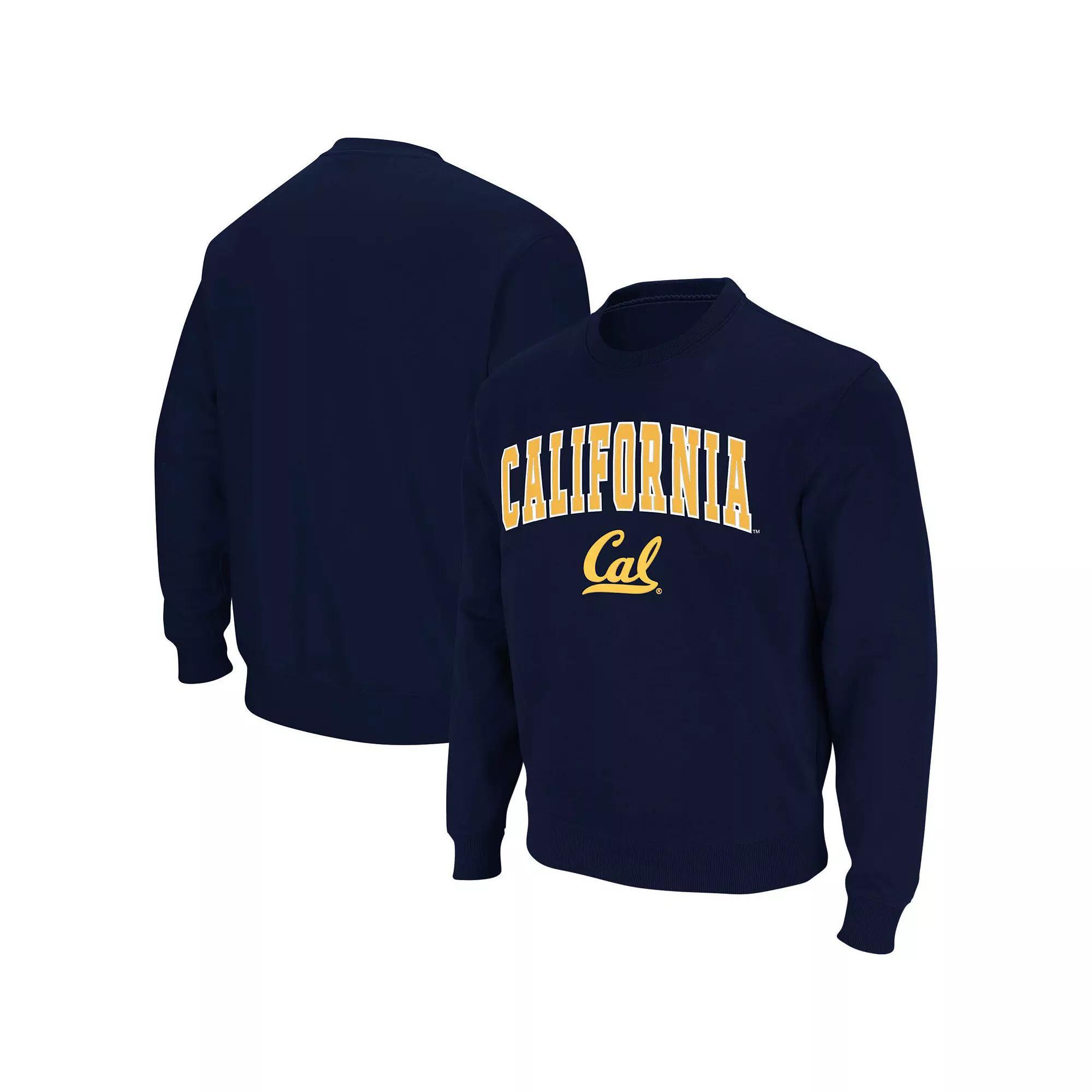 Men's Colosseum Navy Cal Bears Arch & Logo Crew Neck Sweatshirt, Size: Small, Blue Product Image