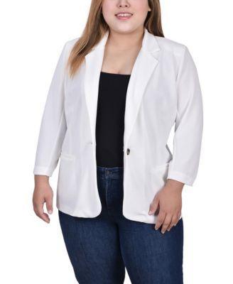 Ny Collection Plus Size 3/4 Sleeve Scuba Crepe Blazer Product Image