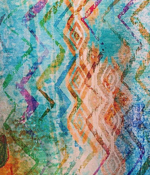 Ali Miles Knit Abstract Print Boat Neck 3/4 Sleeve Top Product Image