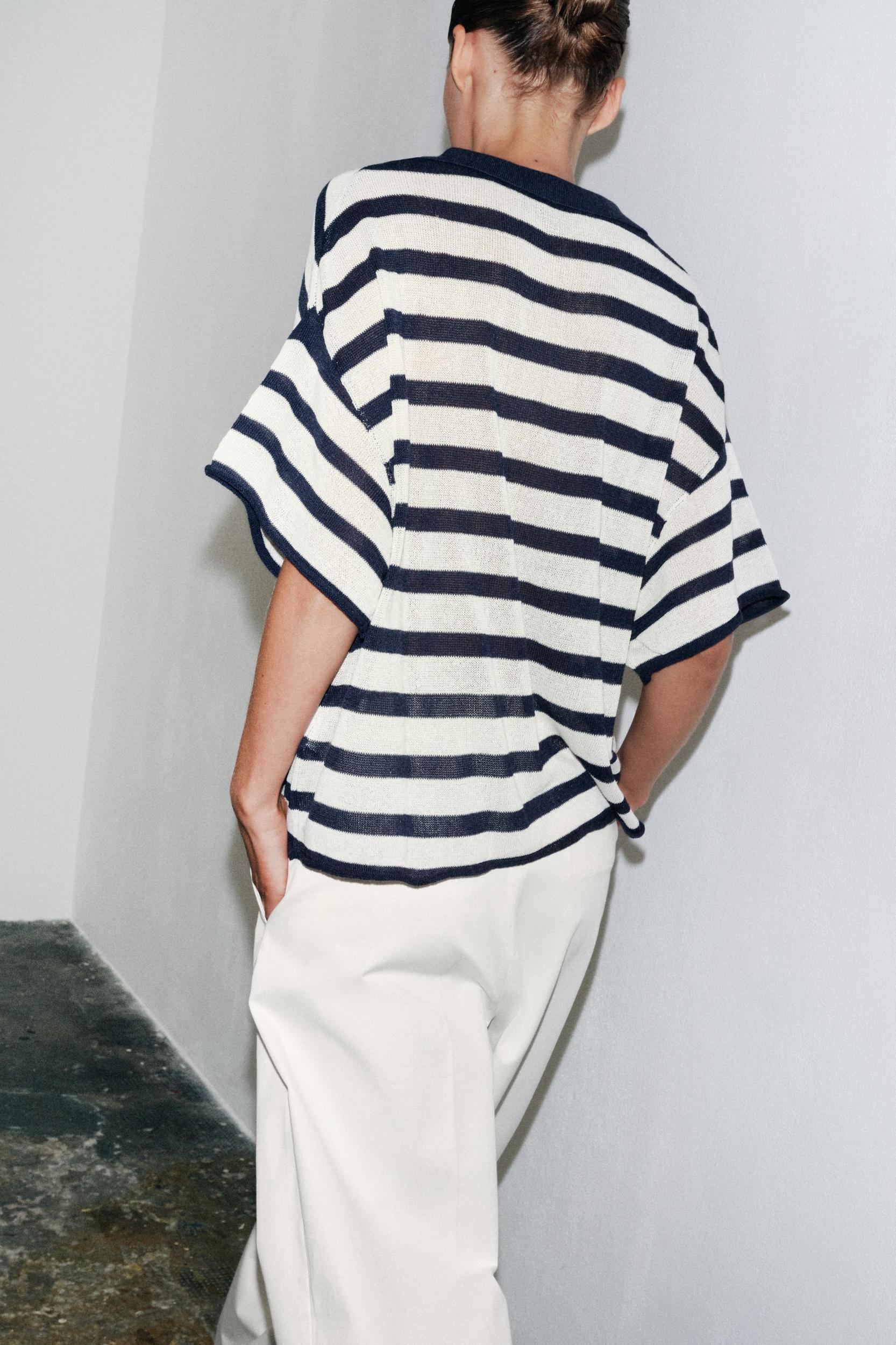 STRIPED KNIT POLO SHIRT Product Image