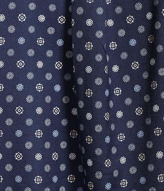 Roundtree & Yorke Big & Tall Long Sleeve Geo Print Oxford Sport Shirt Product Image
