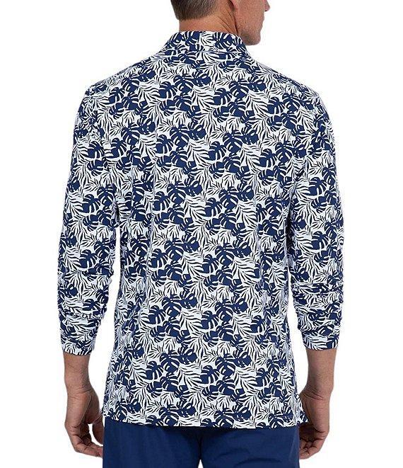 IBKUL Tropical Print Long Sleeve Polo Shirt Product Image