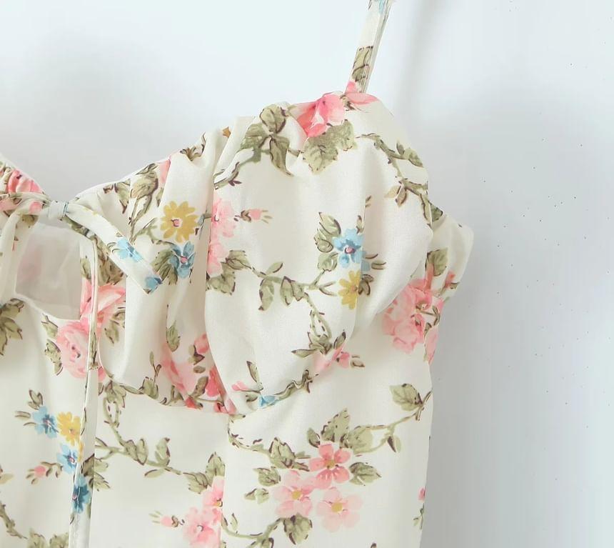 Spaghetti Strap Floral Print Mini A-Line Dress Product Image