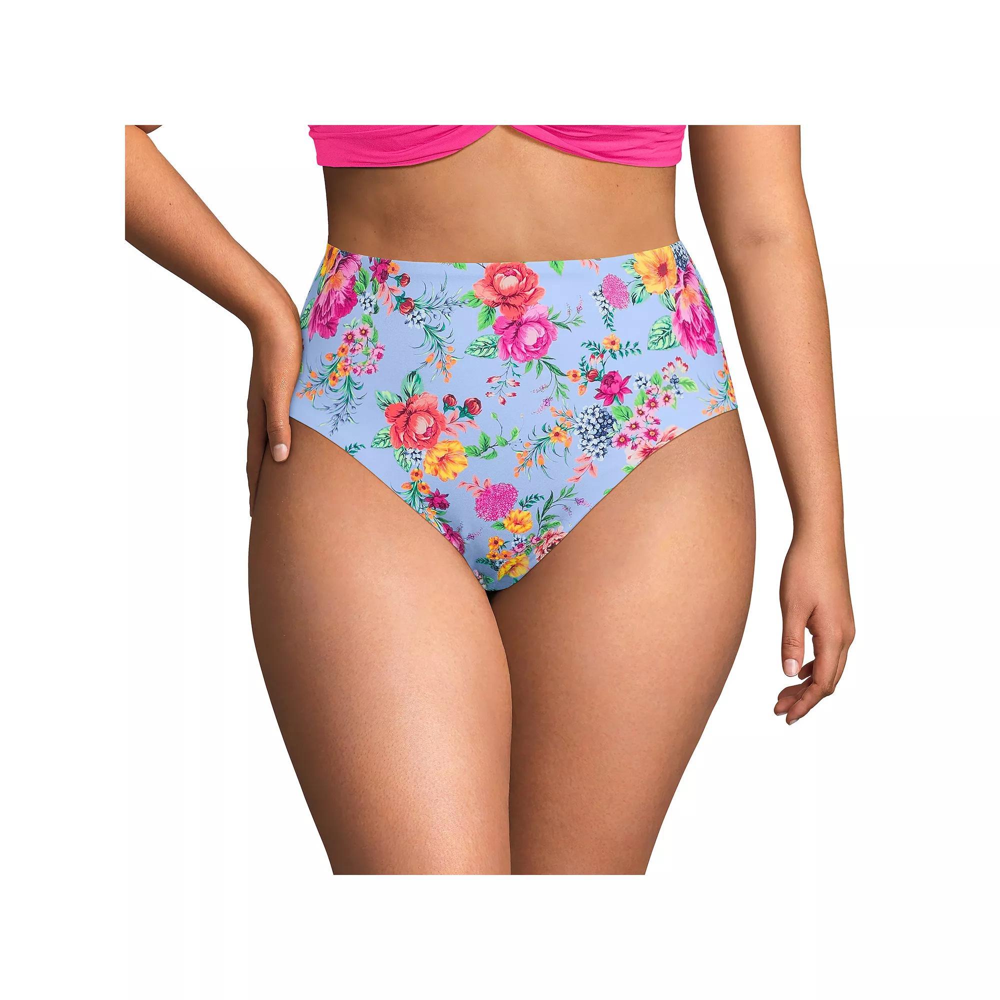 Plus Size Lands' End Smoothing High Waisted Swim Bottoms, Women's, Size: 16 W, Cloud Blue Floral Product Image