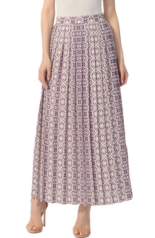 Kimi & Kai Women's Print Box Pleat Maxi Skirt in Purple Pink at Nordstrom, Size X-Large Product Image