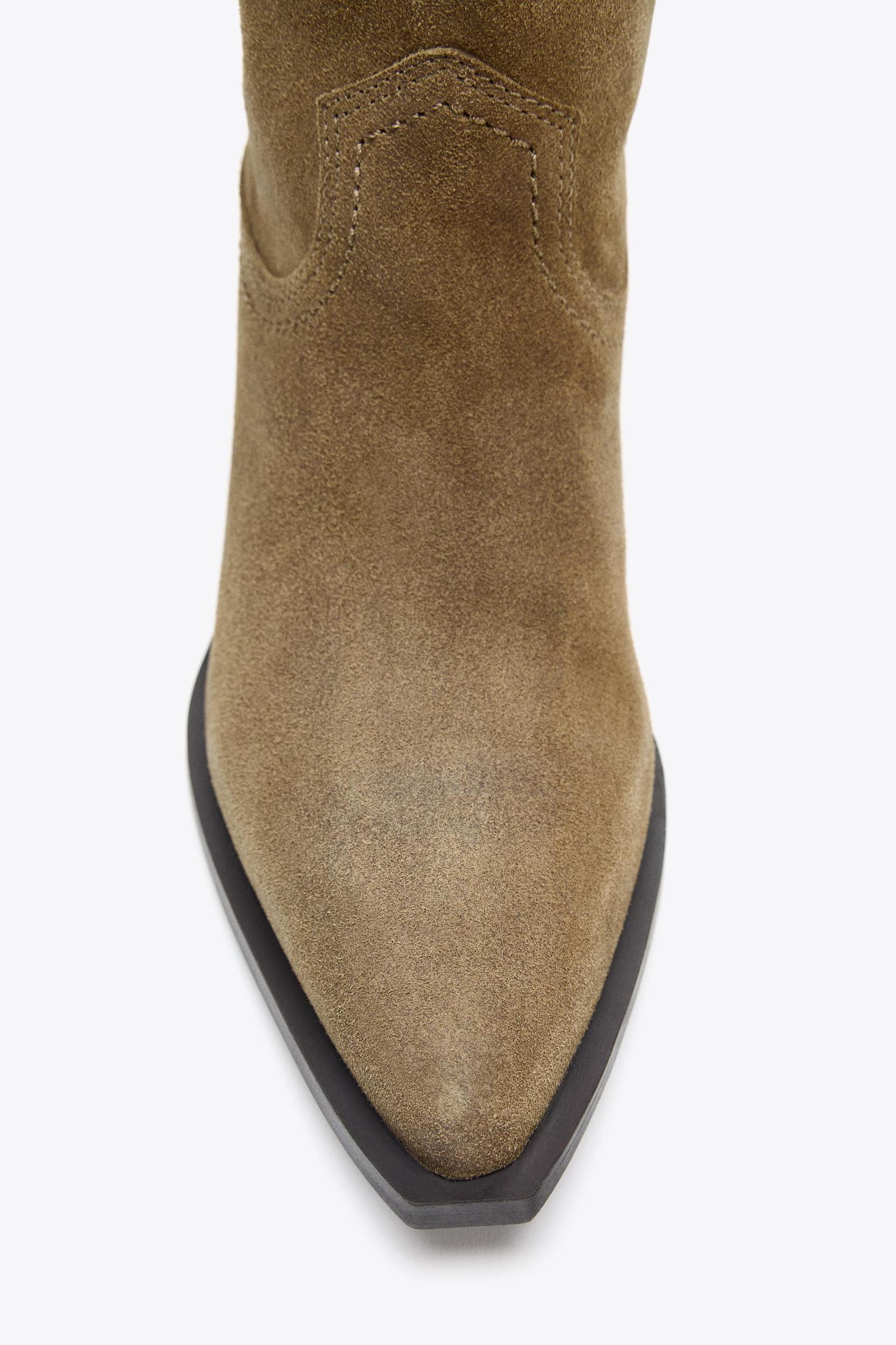 SPLIT LEATHER HIGH-HEELED BOOTS Product Image