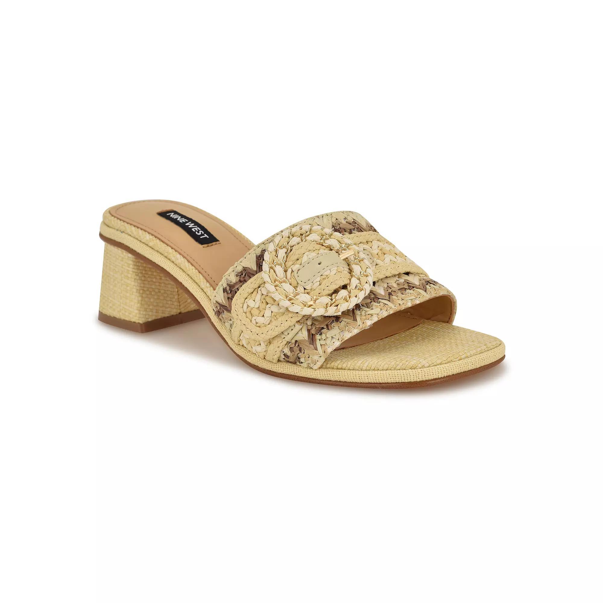Nine West Ending Women's Slip-On Block Heel Sandals, Size: 9.5, Light Natural Ivory Product Image