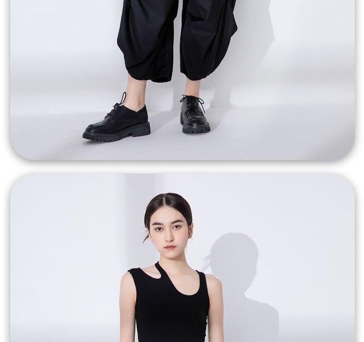 Drawstring Waist Plain Ruched Cropped Wide Leg Pants Product Image