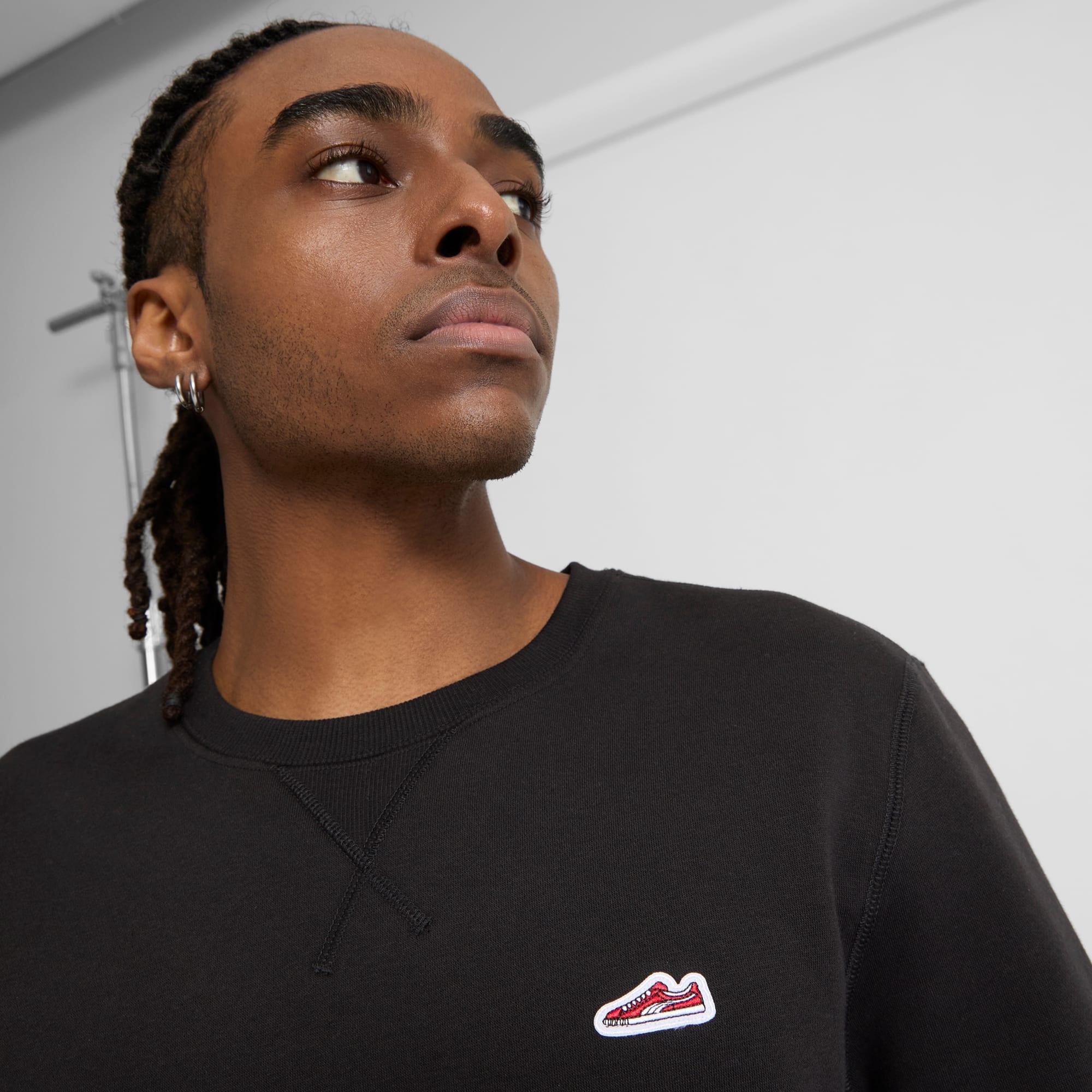 Suede Logo Men's Crew Neck Sweatshirt Product Image