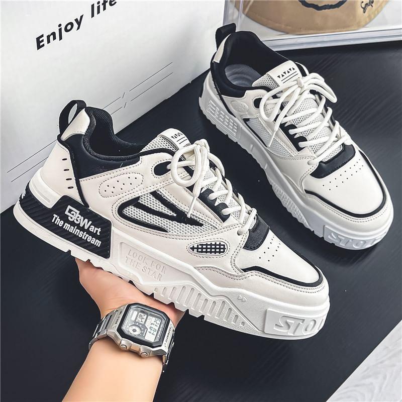 Lettering Lace-Up Platform Sneakers Product Image