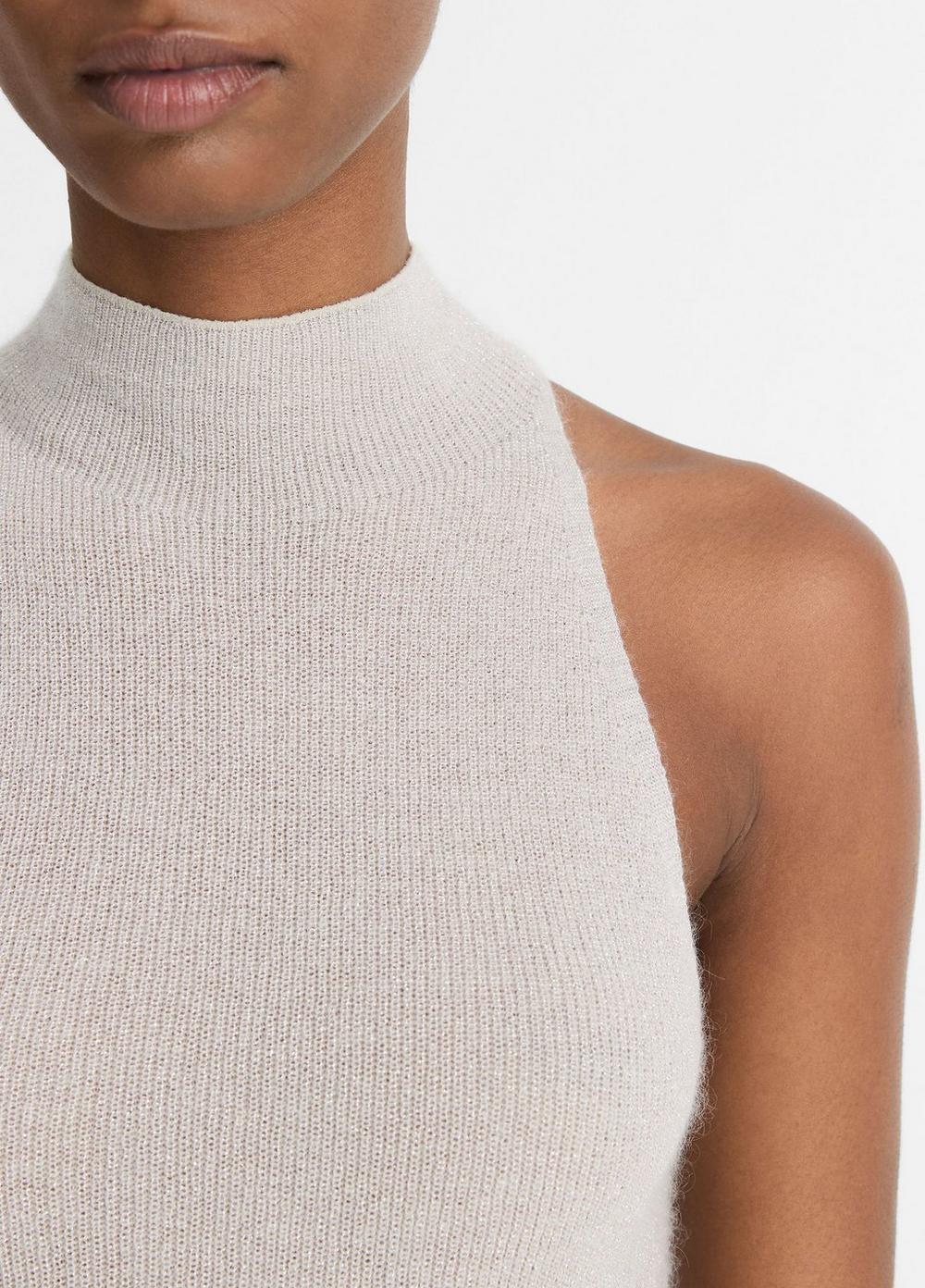 Womens Italian Metallic Alpaca-Blend Mock-Neck Tank, Black Metallic, Size L Vince Product Image