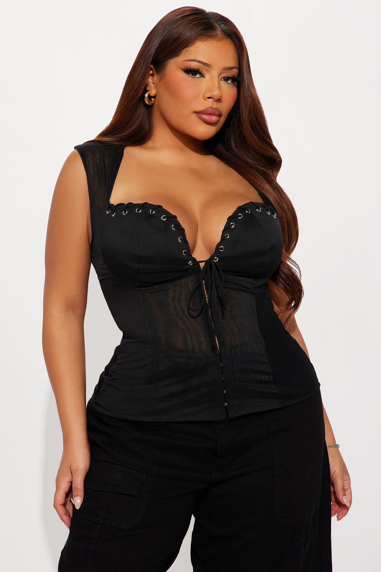She's Giving Sheer Mesh Top - Black Product Image