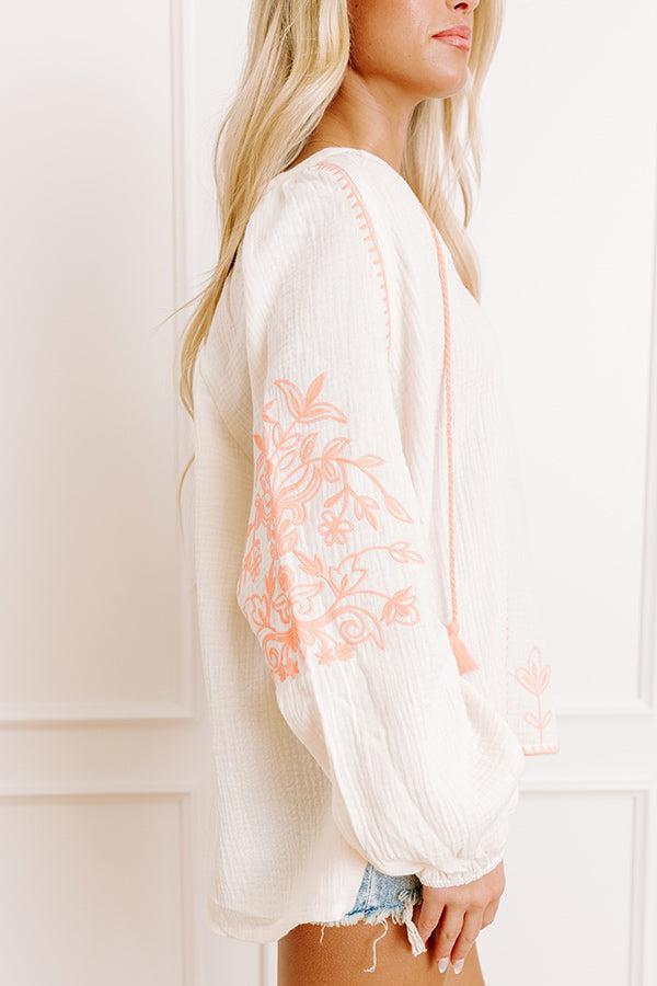 Gardenia Charm Floral Embroidered Top in Cream Product Image
