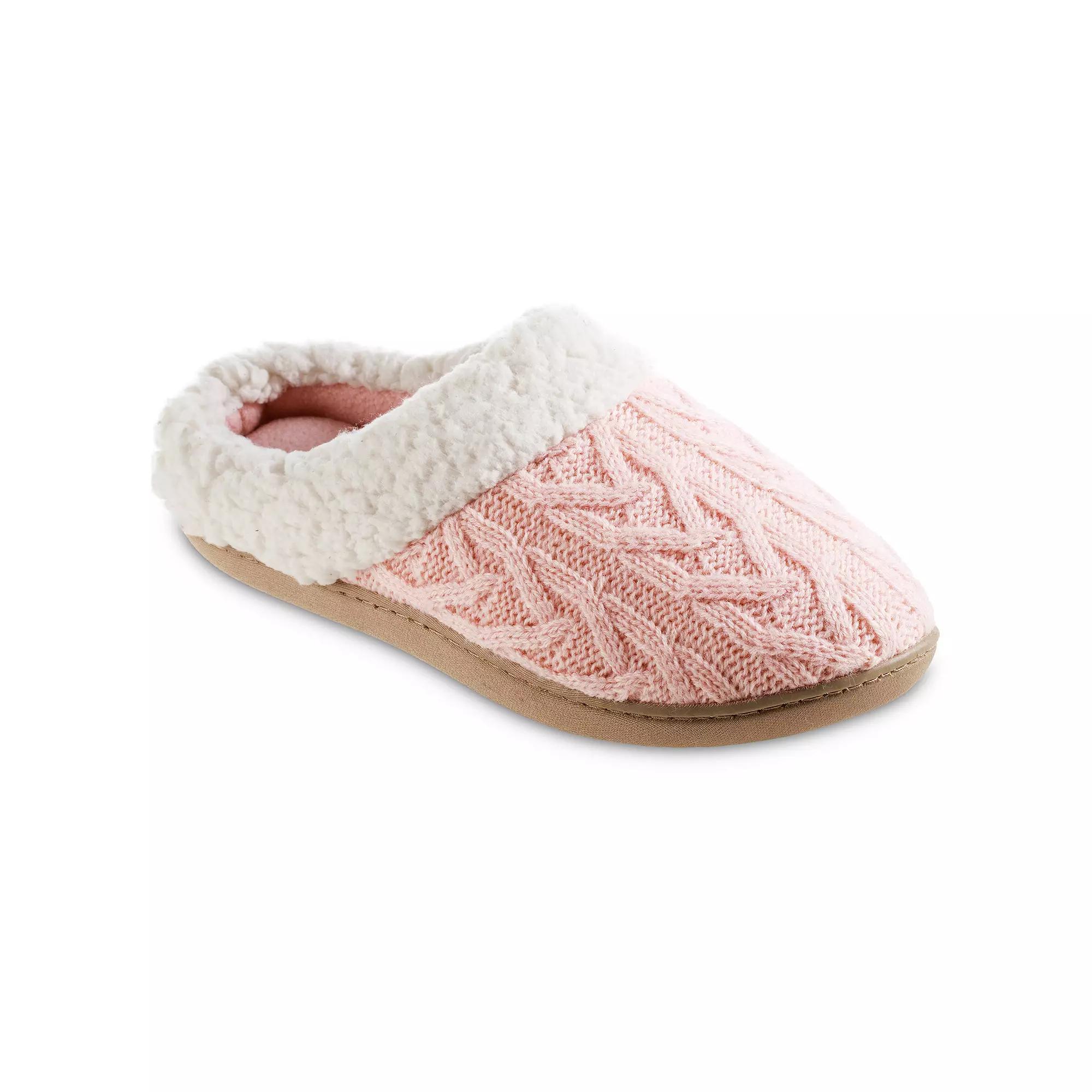 isotoner Alexis Women's Cable Knit Hoodback Slippers, Size: Small, Black Product Image
