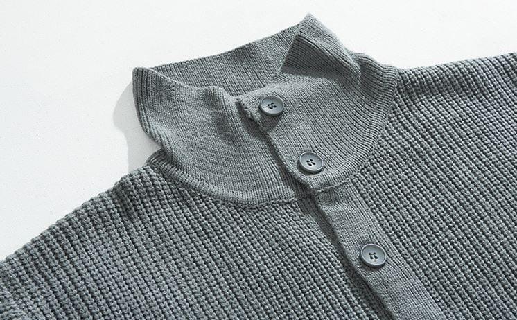 RT No. 5550 GRAY KNITTED FULL BUTTON-UP SWEATER Product Image
