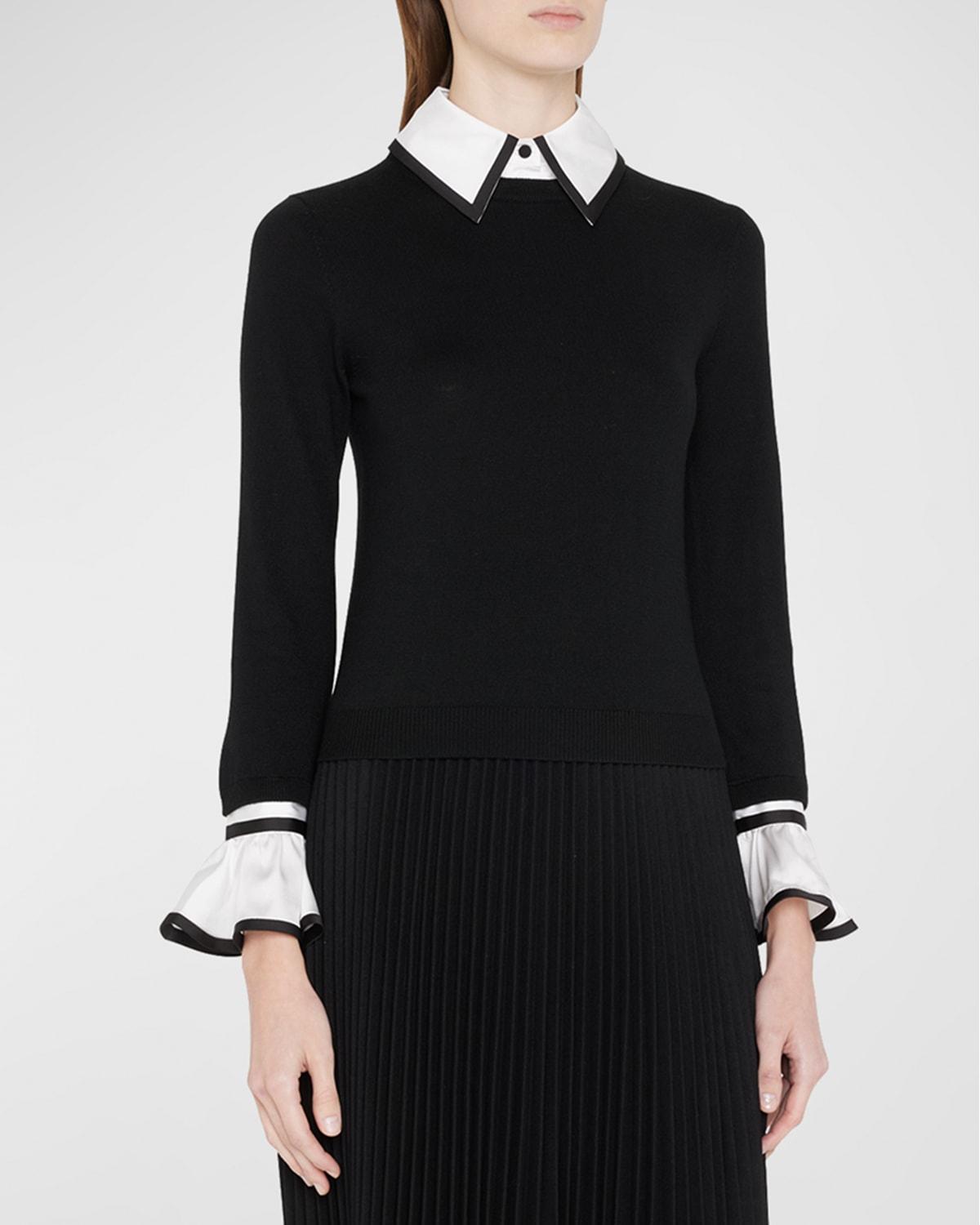 Justina Woven Combo Long-Sleeve Pullover Product Image