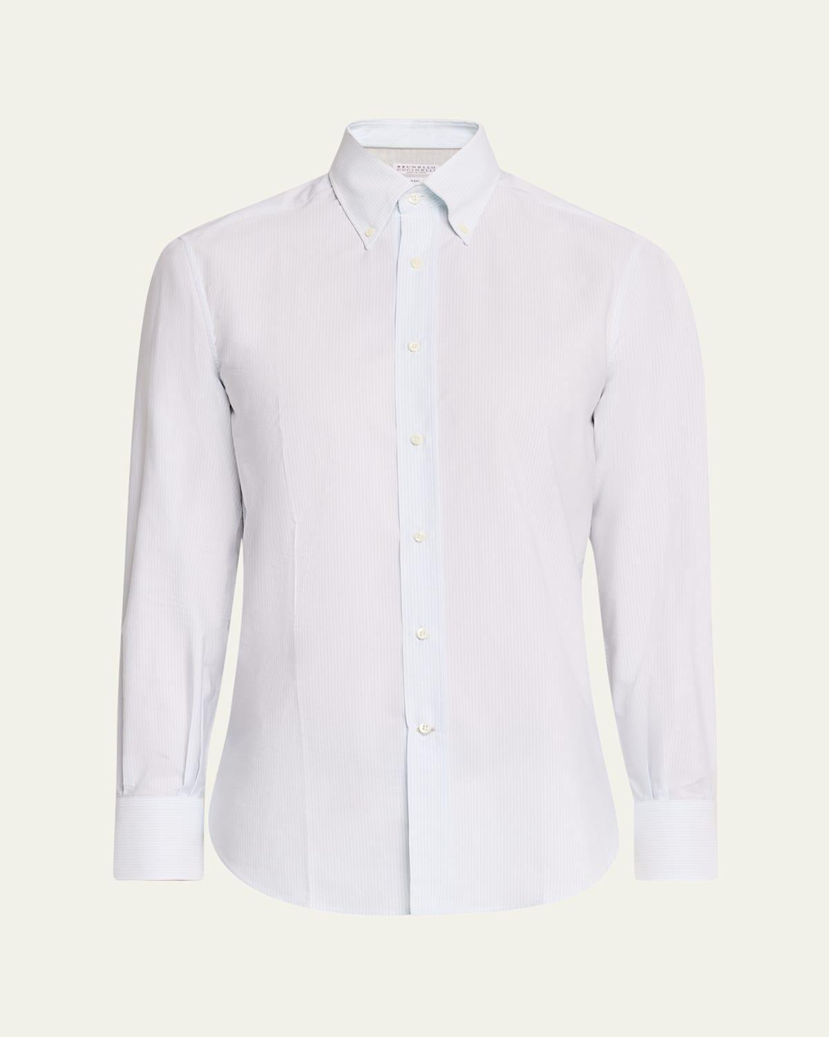 Mens Cotton Micro-Stripe Sport Shirt Product Image