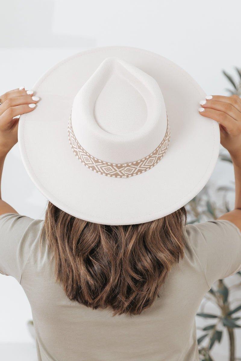 Ivory Boho Stripe Wide Brim Hat Product Image