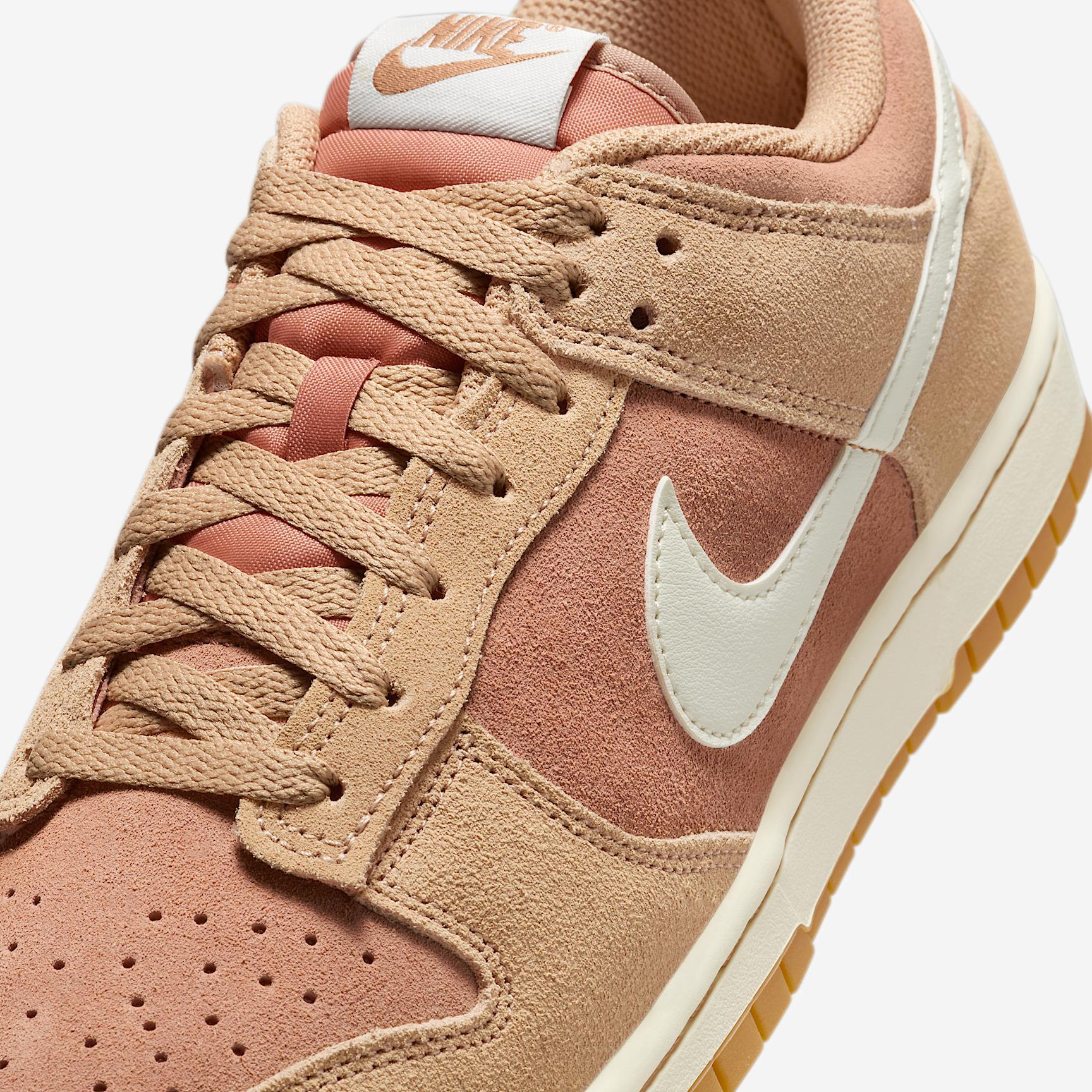 Nike Mens Dunk Low Retro SE Casual Shoes in Pale Ivory/White/Light Orewood Brown Product Image