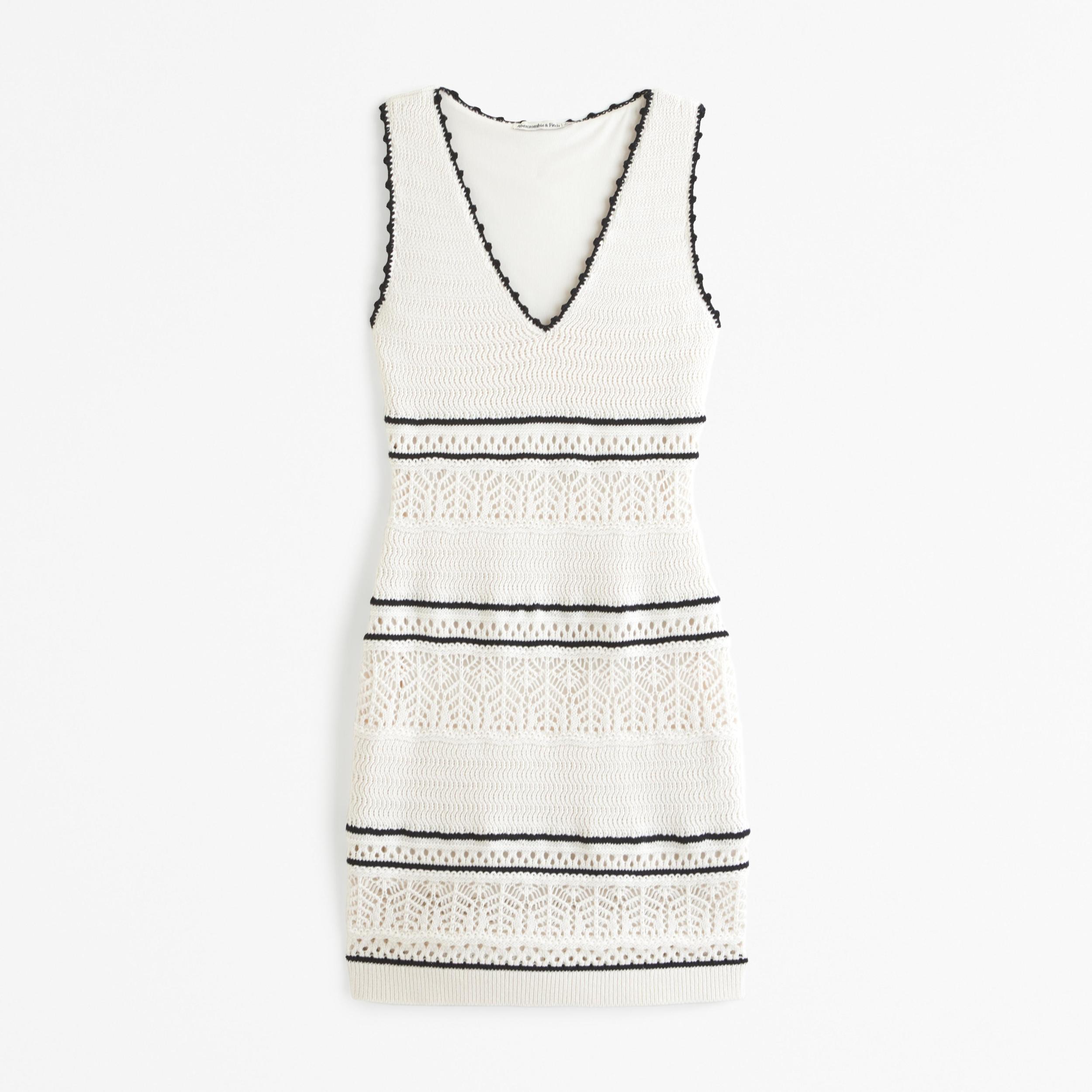 Crochet-Style V-Neck Mini Dress Product Image