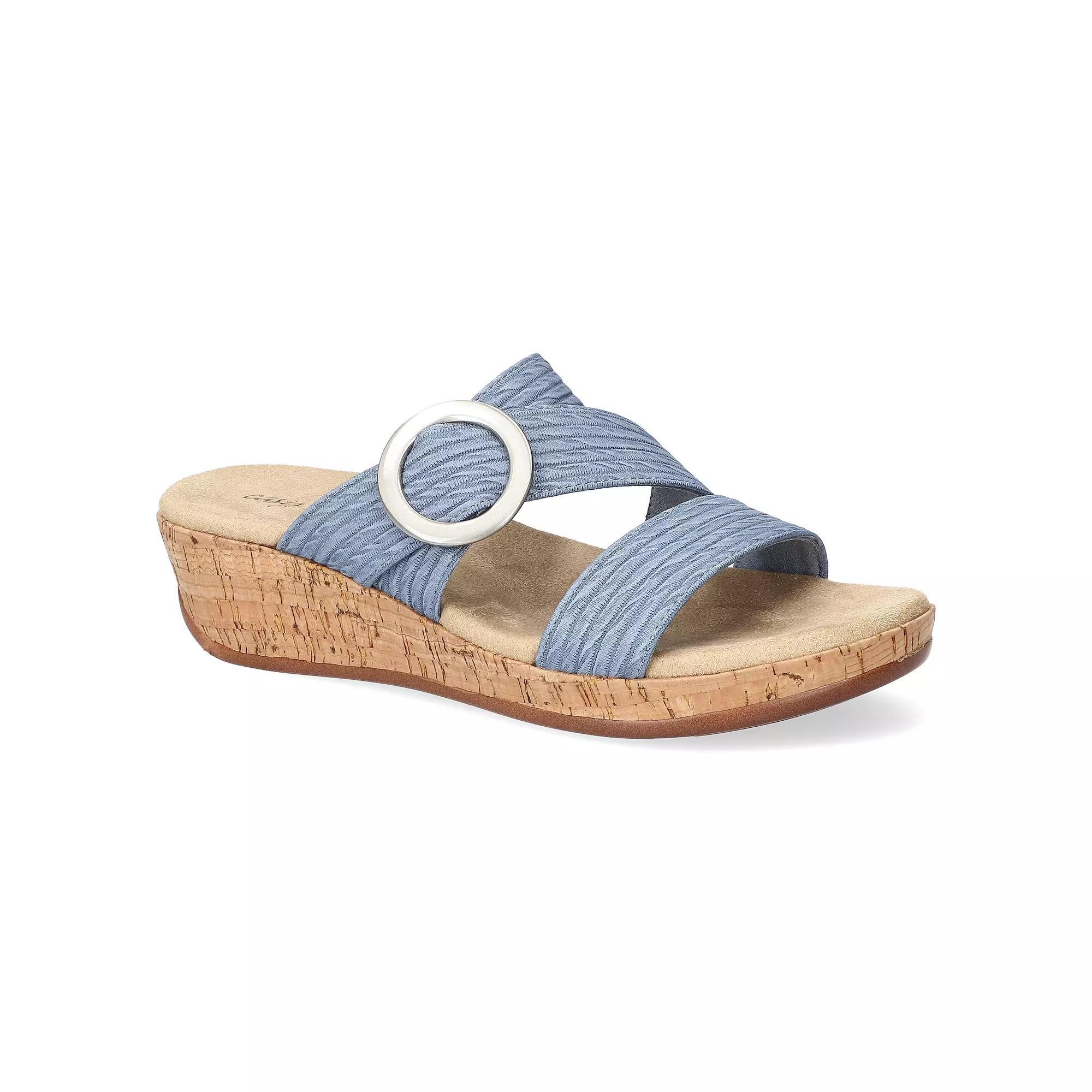 Easy Street Mina Women's Slide Wedge Sandals, Size: 10 Wide, Blue Wave Product Image