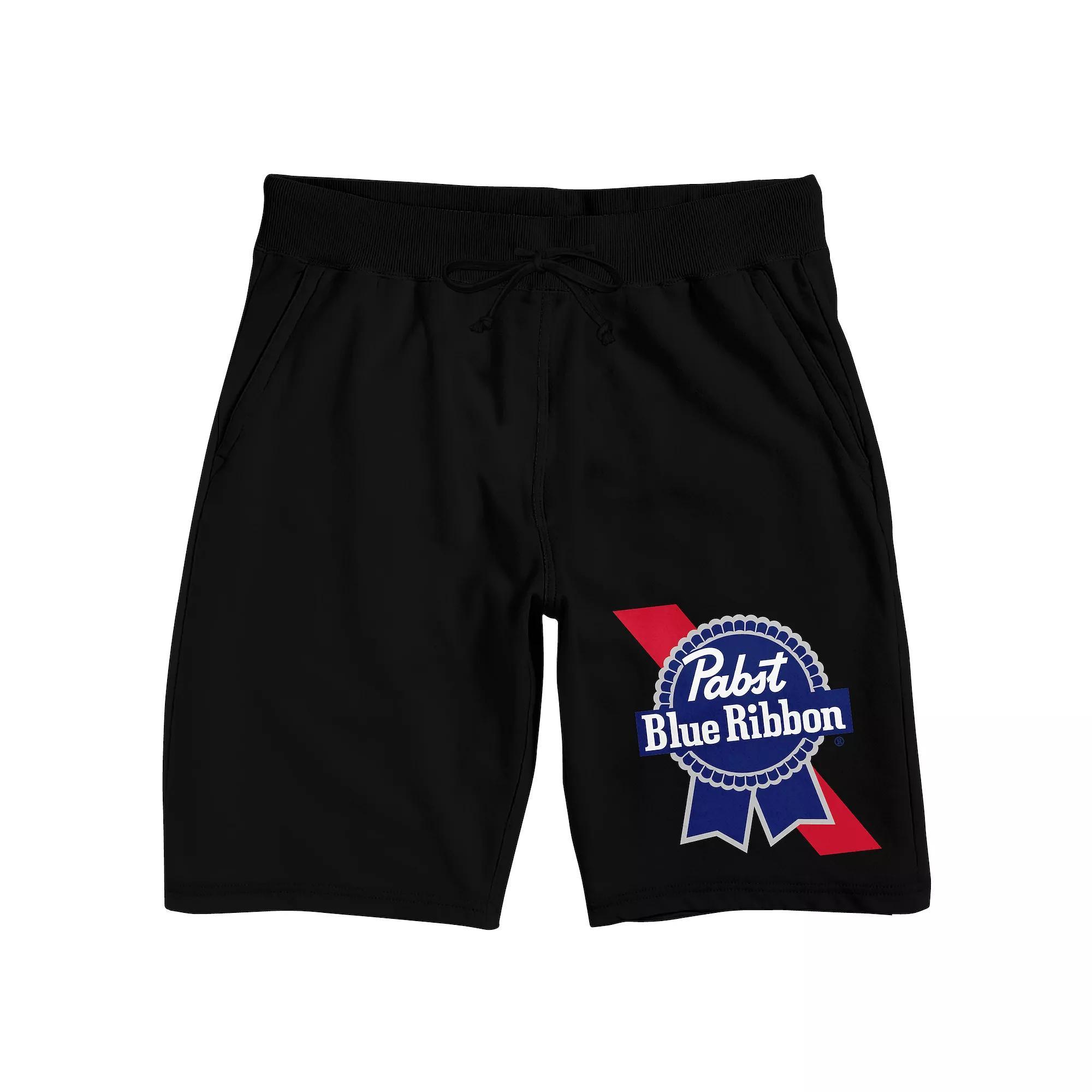 Men's Pabst Blue Ribbon Logo Pajama Shorts, Size: Small, Black Product Image