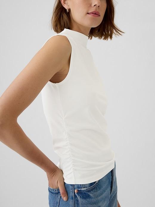 Modern Funnel-Neck Ruched Tank Top Product Image