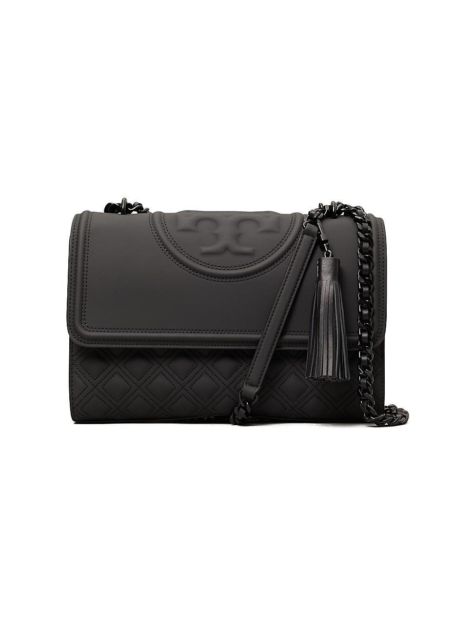 Womens Large Fleming Leather Tassel Crossbody Bag Product Image
