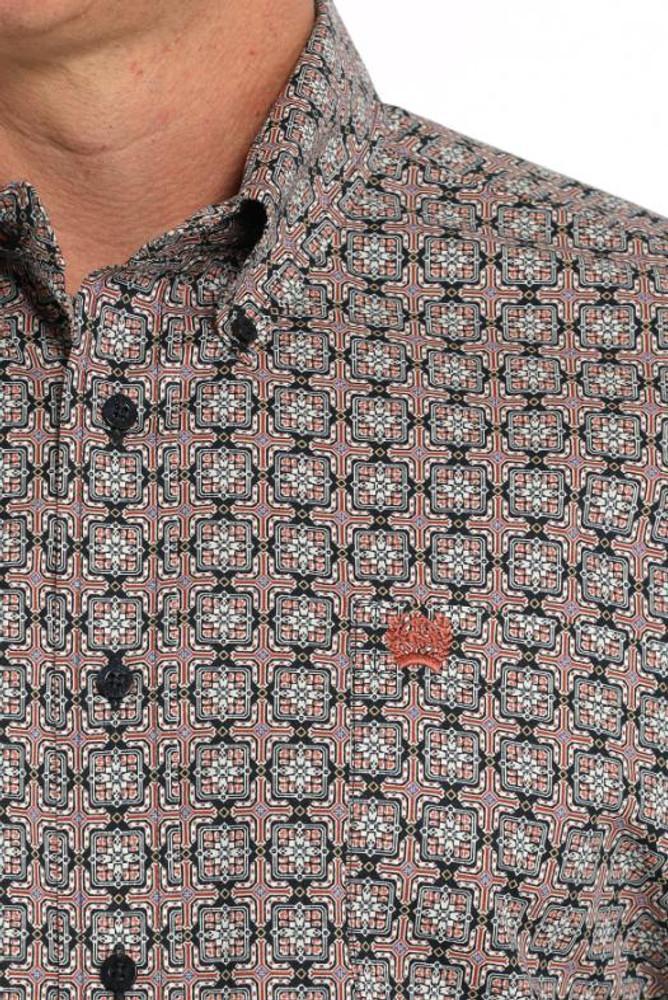 SALE Cinch® Men's L/S Black/Rust Medallion Print Button Shirt Product Image
