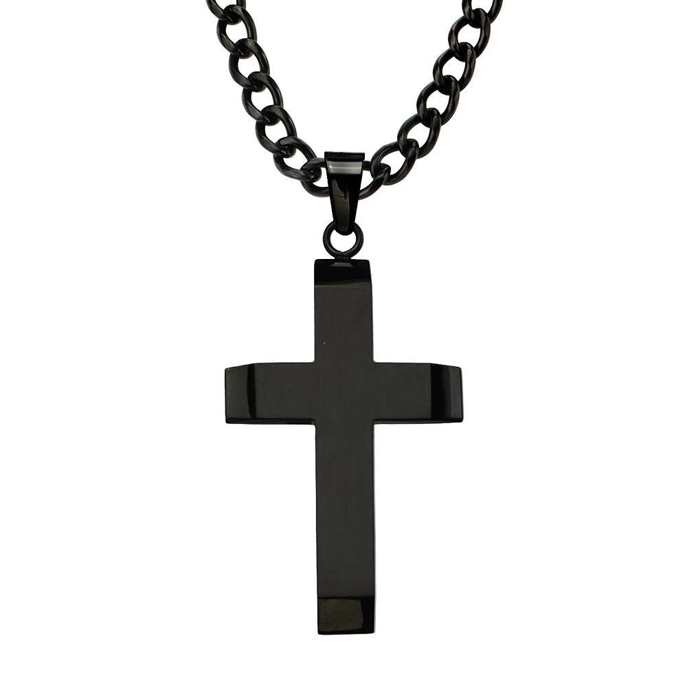 Men's Stainless Steel Black Cross Pendant Necklace, Size: 24", Two Tone Product Image