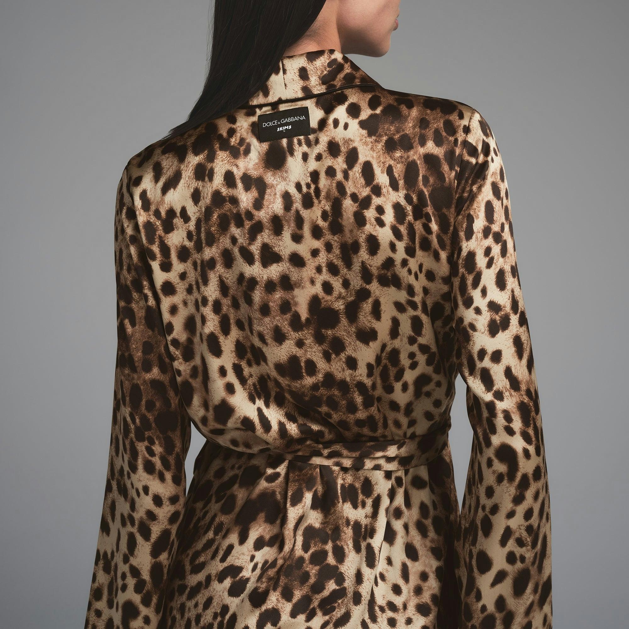 DOLCE&GABBANA X SKIMS SILK LONG ROBE | LEOPARD Product Image