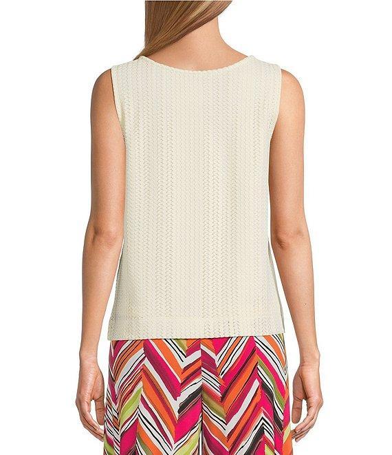 Investments Petite Size Soft Separates Sleeveless Crew Neck Crochet Top Product Image
