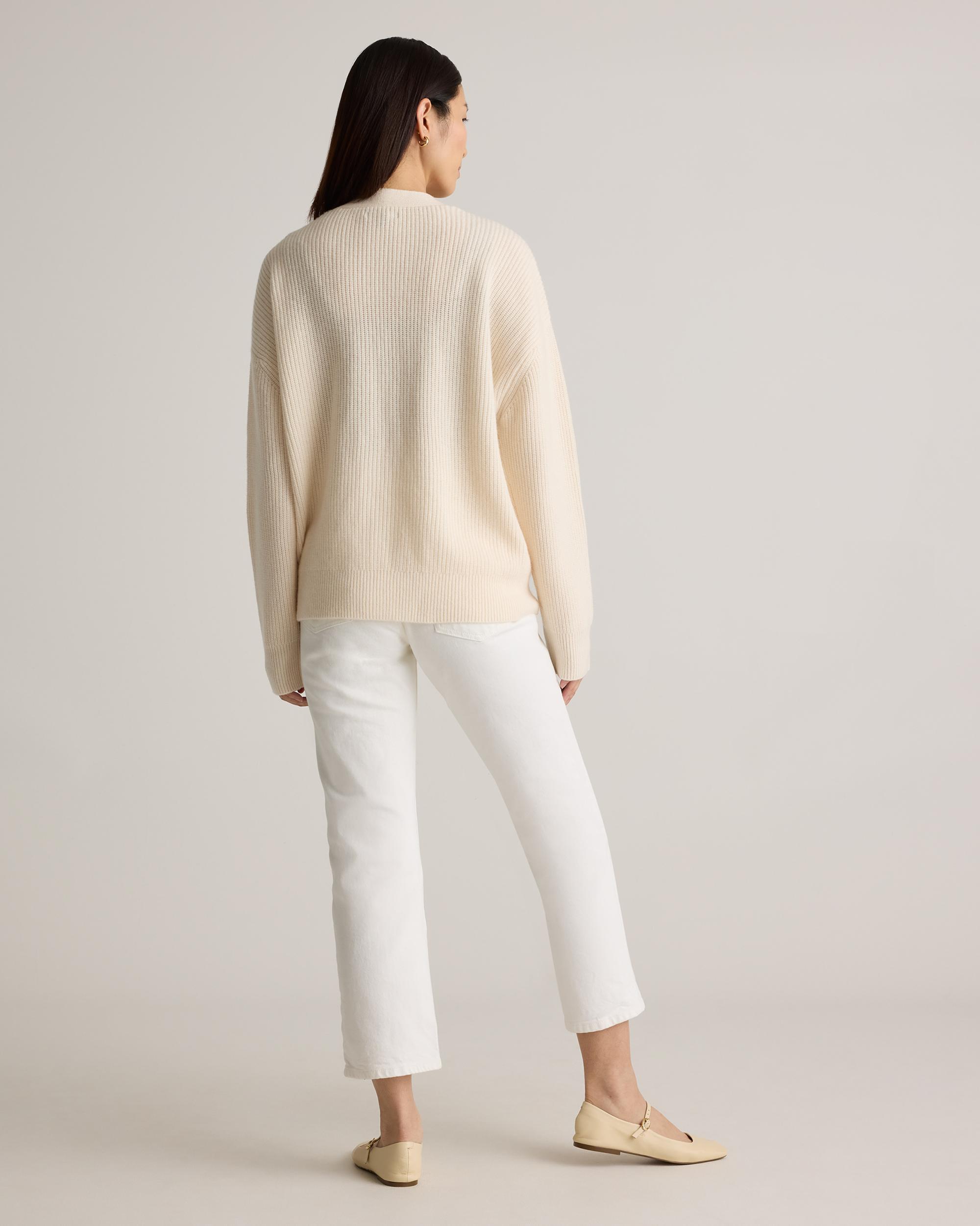 Quince | Women's Mongolian Cashmere Fisherman Boxy Cropped Cardigan Sweater Product Image