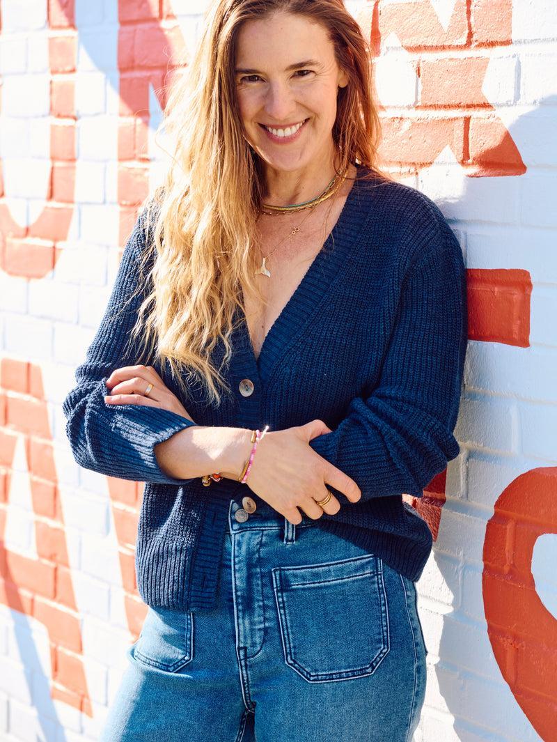 Miramar Linen Cardigan - Navy Blazer Product Image