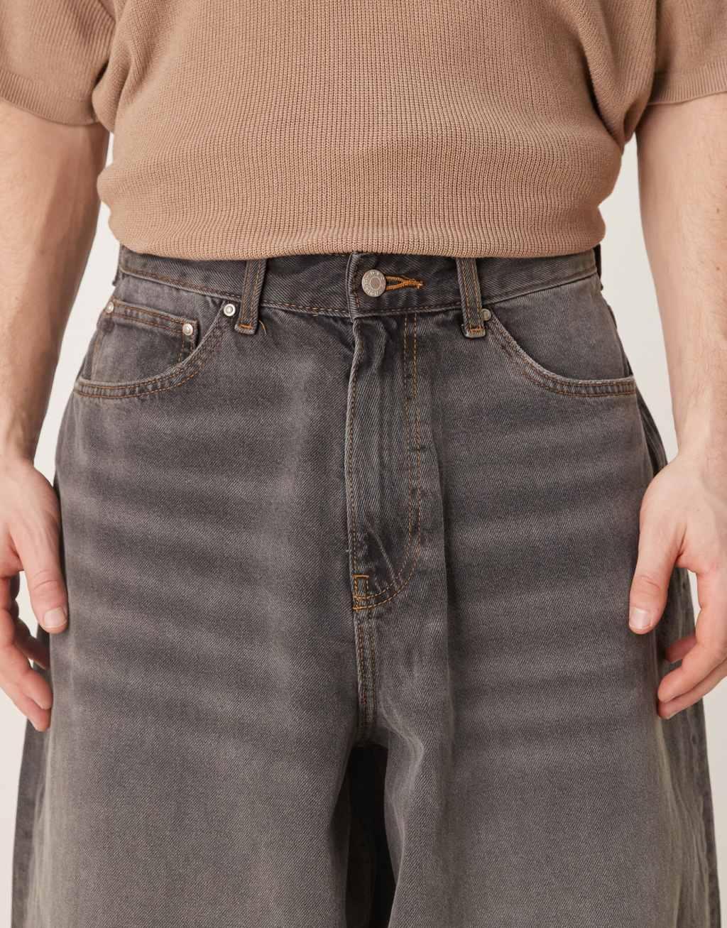 ASOS DESIGN oversized baggy fit jeans in washed black  Product Image