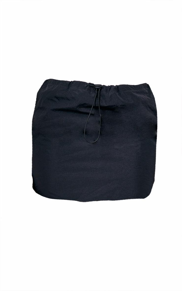 Black Parachute Toggle Waist Micro Mini Skirt Product Image