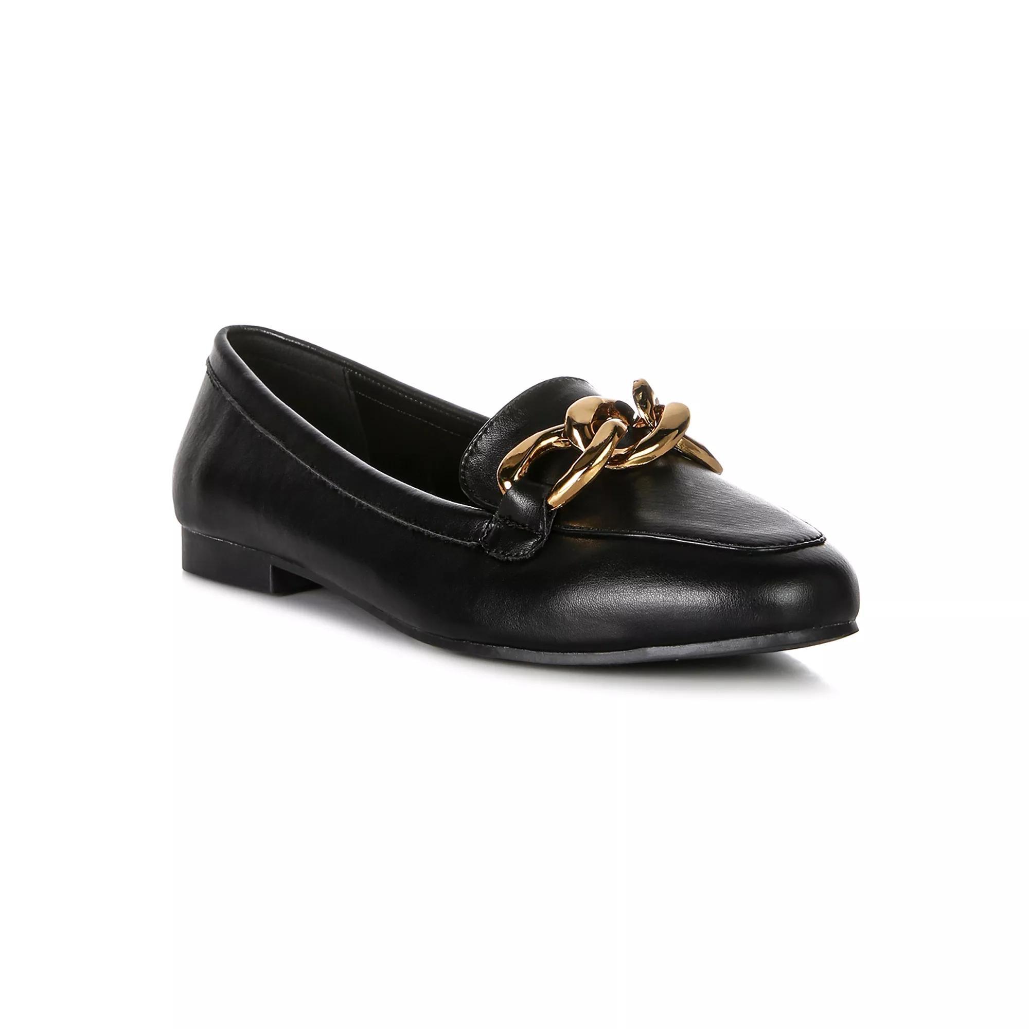 London Rag Women's Chunky Chain Loafers, Size: 6, Black Product Image