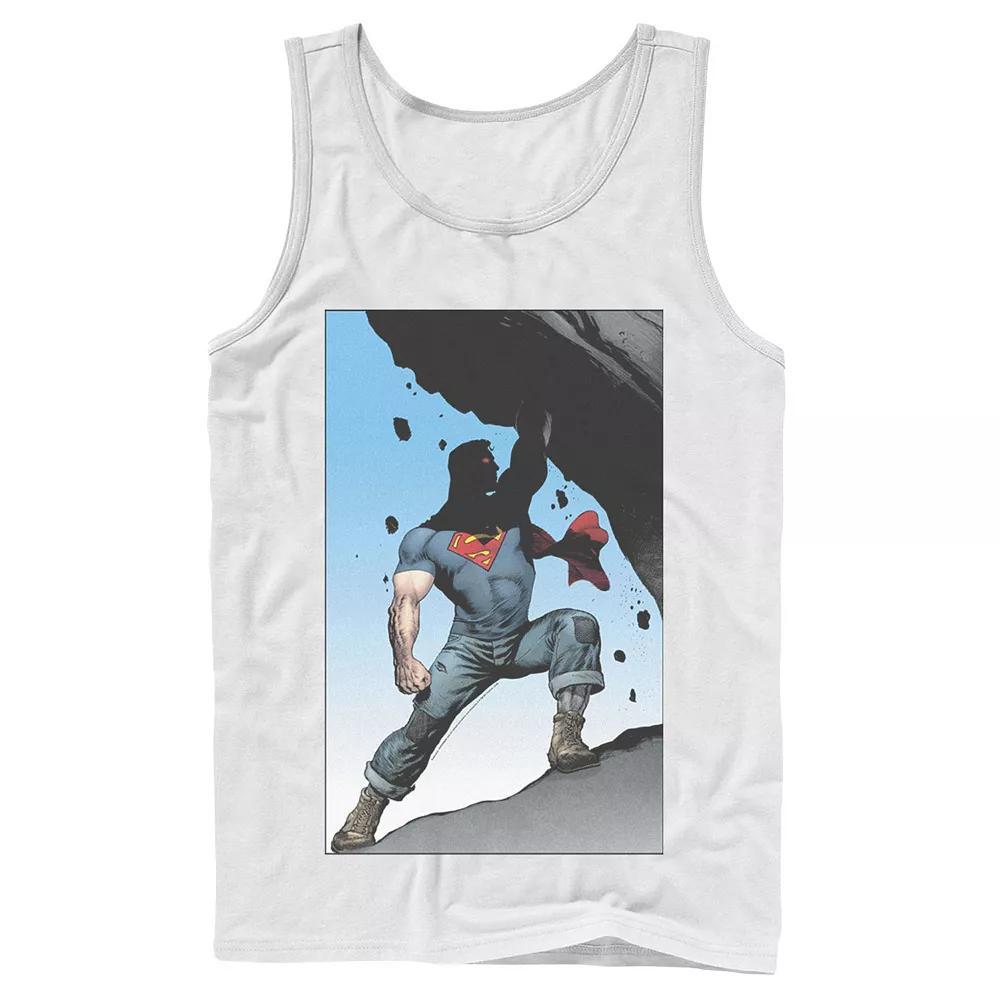 Men's DC Comics Superman Power Lift Comic Poster Tank Top, Size: Large, White Product Image