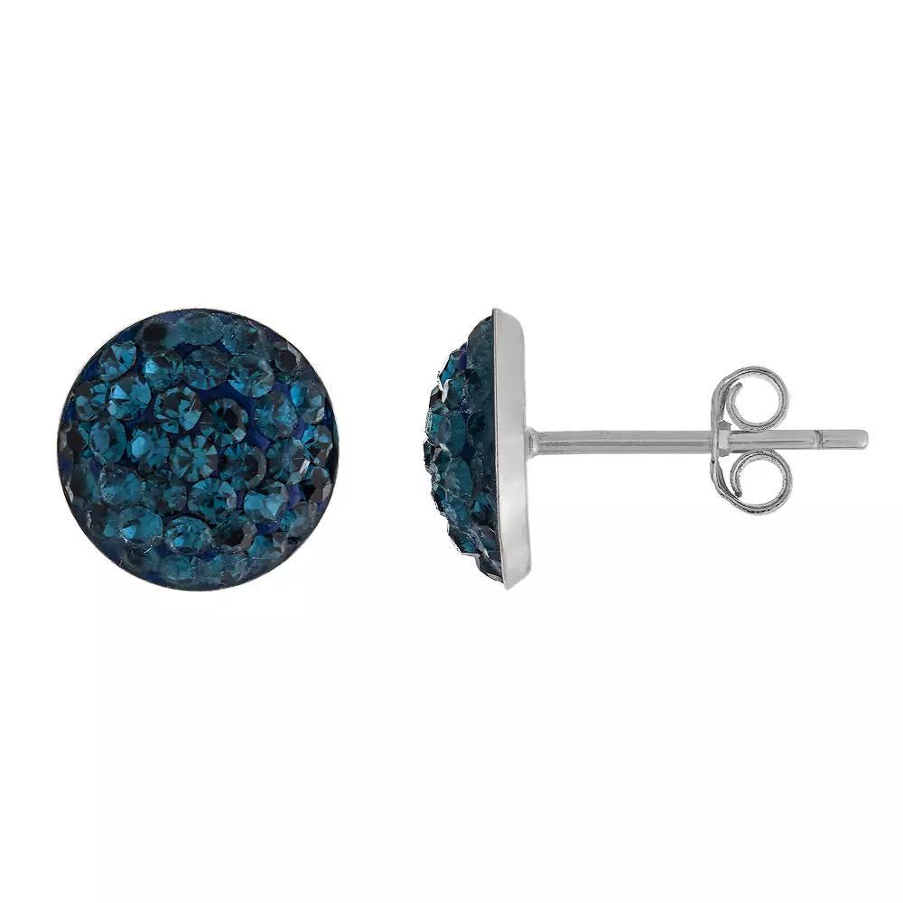 Main and Sterling Sterling Silver Crystal Half Ball Stud Earrings, Women's, Size: 9MM, Dark Blue Product Image