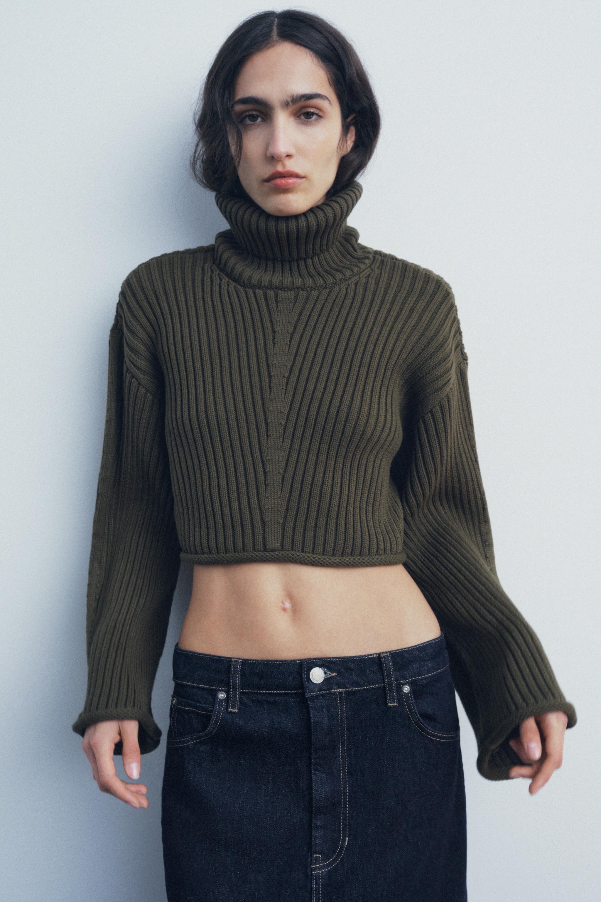 RIB KNIT CROP SWEATER Product Image