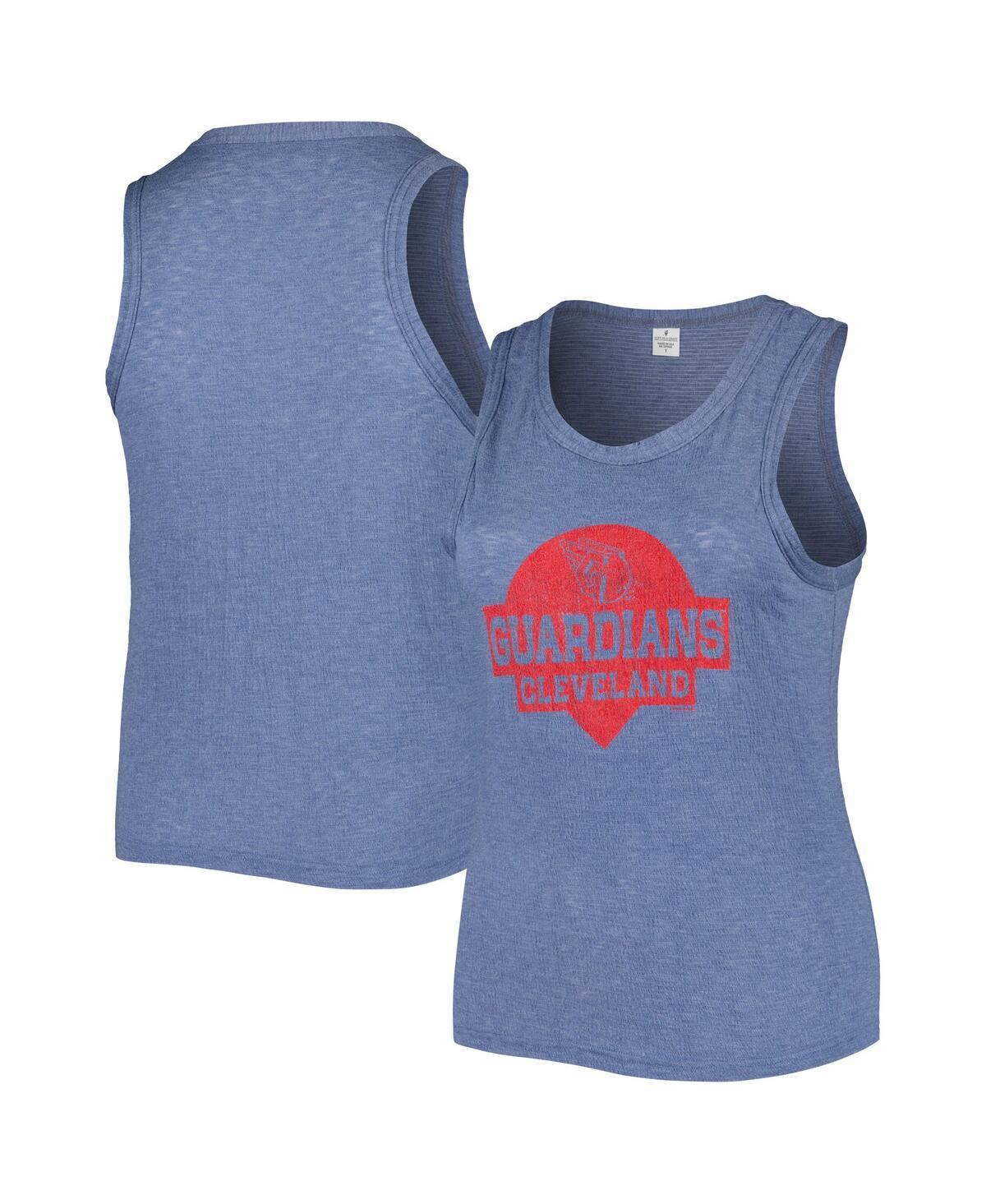 Women's Soft as a Grape Navy Cleveland Guardians Plus Size High Neck Tri-Blend Tank Top, Size: 1XL, Grd Blue Product Image