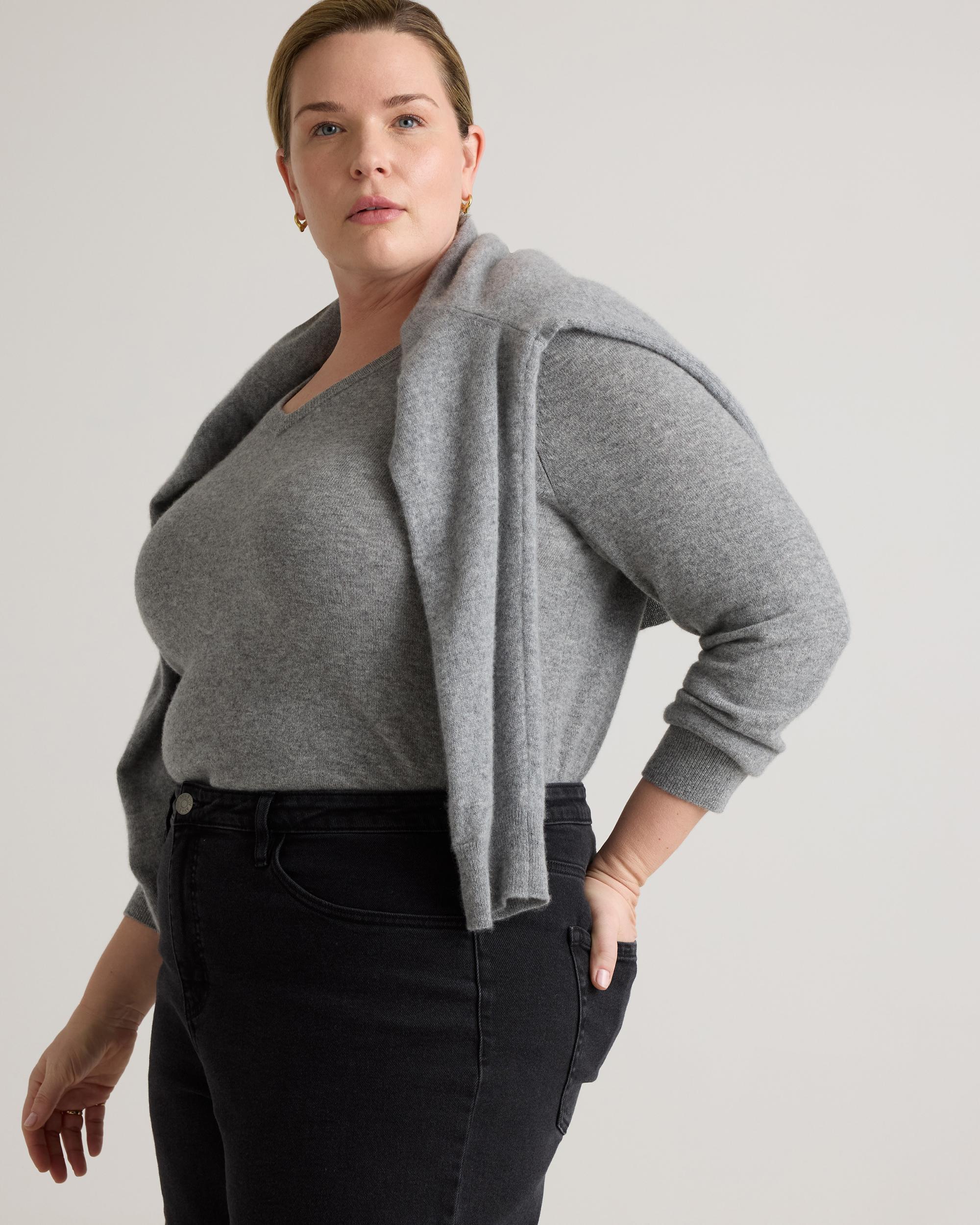 Mongolian Cashmere V-Neck Sweater - Plus Size Product Image