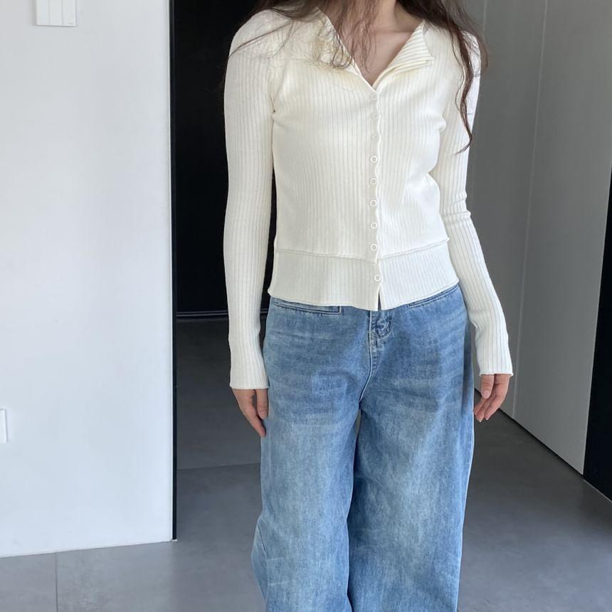 Plain Ribbed Cardigan Product Image