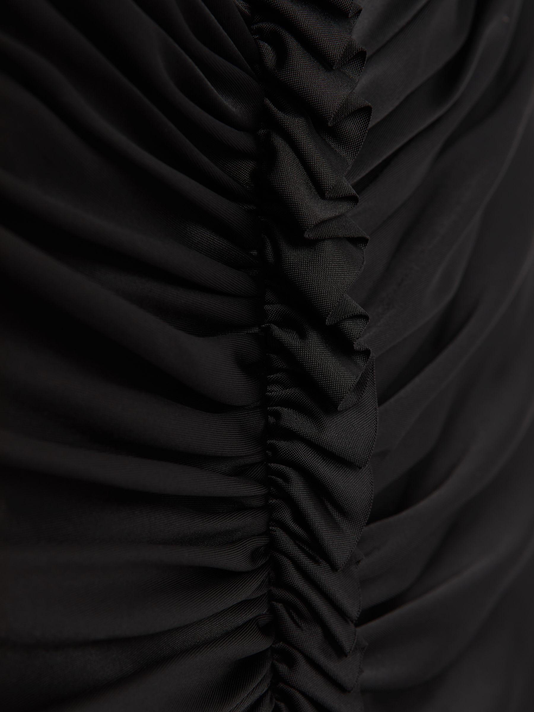 Halston Ruched Jersey Midi Dress in Black Product Image