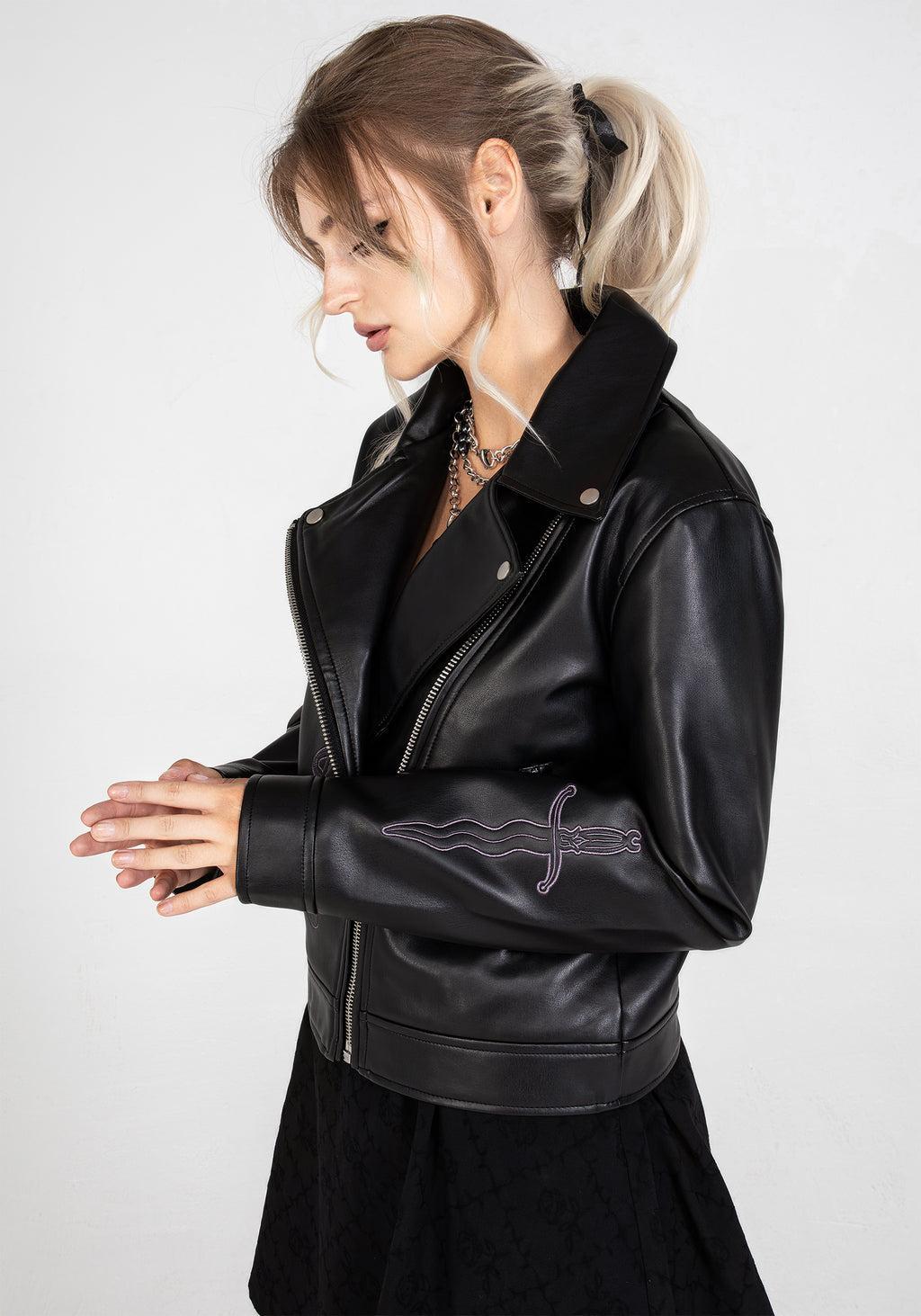 Sigil Embroidered Faux Leather Jacket Product Image